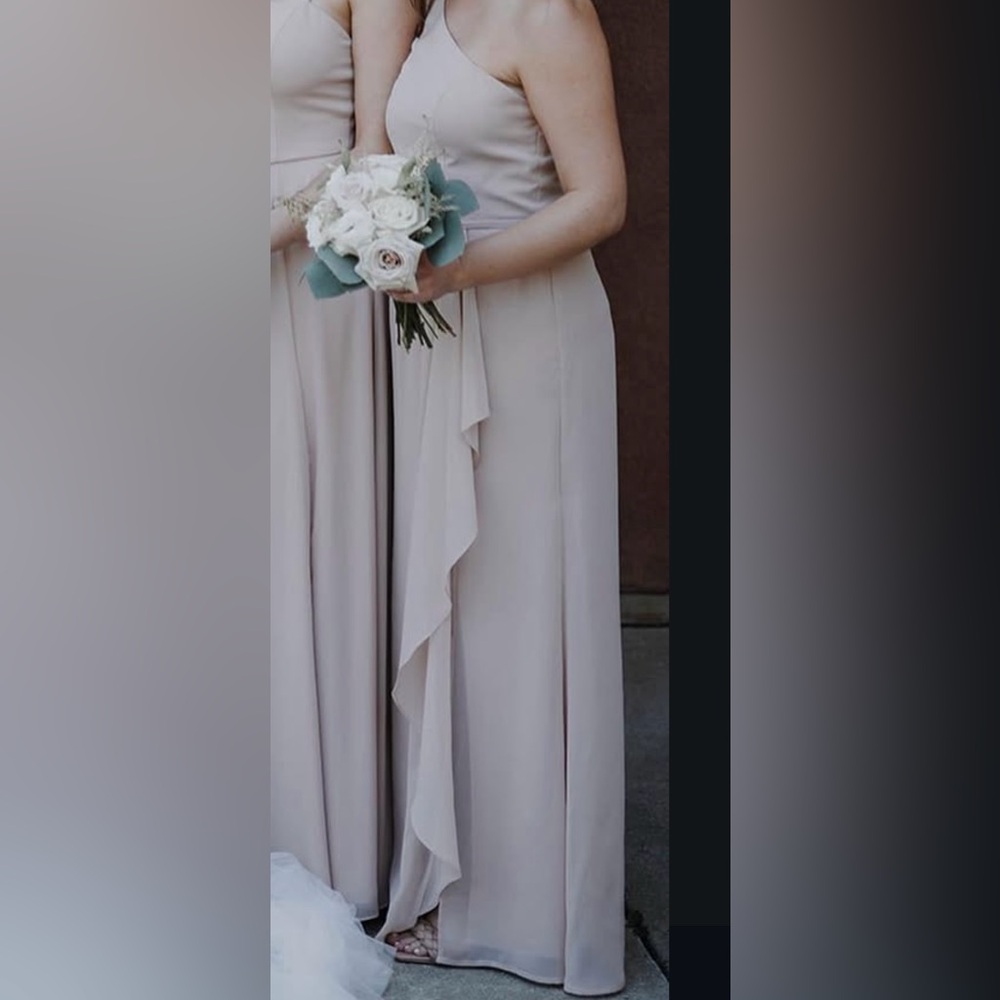 One-Shoulder Bridesmaid Dress, DB Sand, Size 6